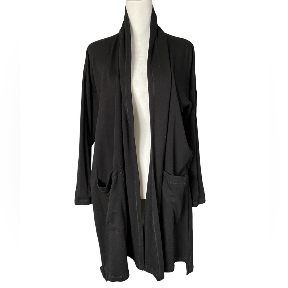 Eileen Fisher Tencel Jersey Open Cardigan Black Petite M